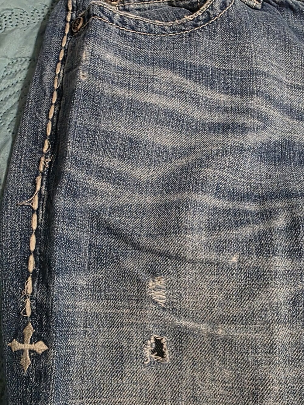 Affliction DistressedMens Blue Jeans - - Picture 7 of 8